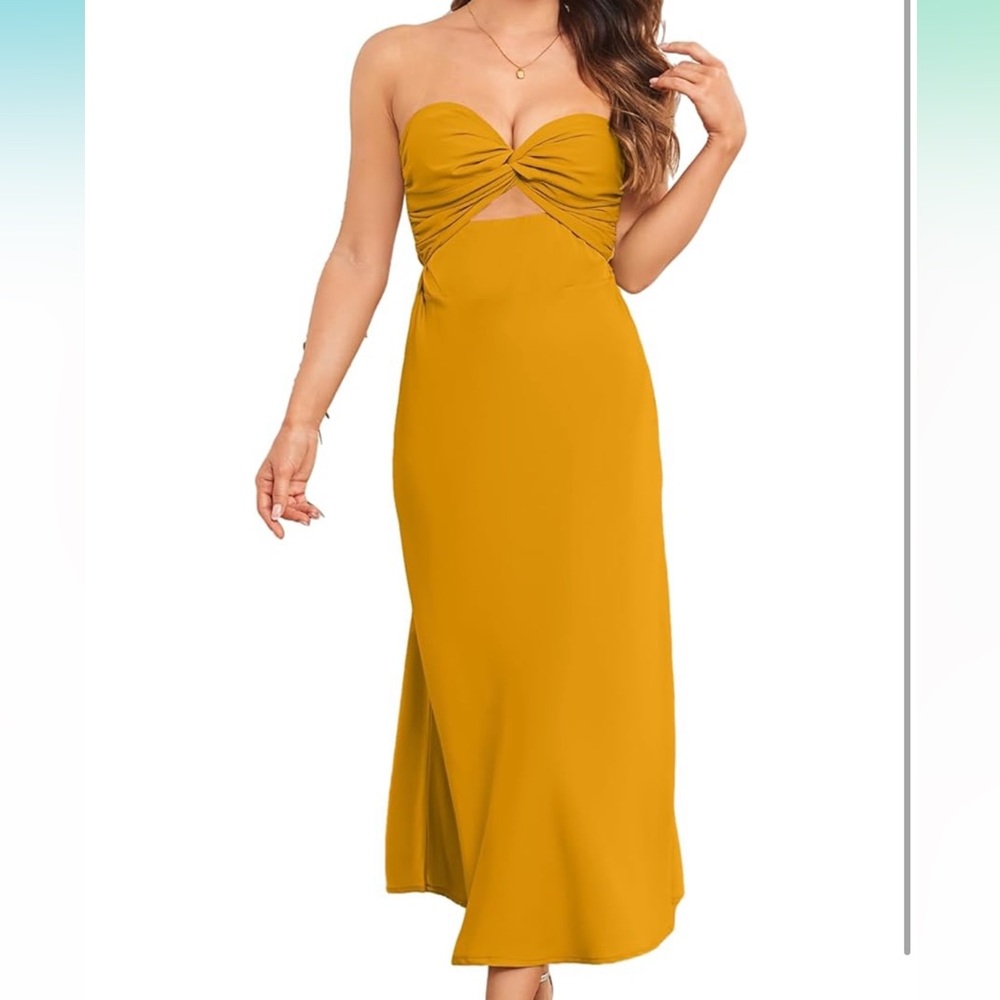 Sunset yellow long midi dress - Picture 6 of 8